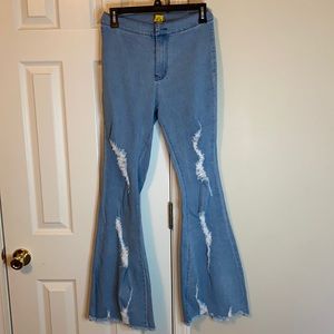 Flare Denim Ripped Jeans
